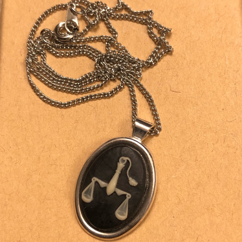 Zodiac Libra Scales Cameo Necklace